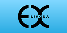 The Lingua-Ex logo, a black stylized E and X beside the word Lingua on a light blue background.