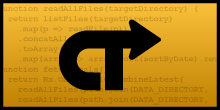 The Code Tour logo, a black arrow curving over a background of blurred source code.